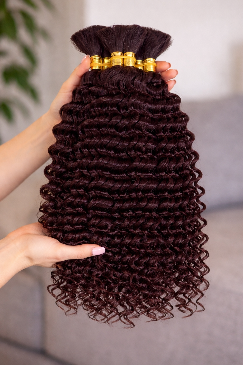 DEEP WAVE BULK HUMAN HAIR  Dark Wine Brown, BULK HAIR EXTENSIONS, REAL HUMAN HAIR