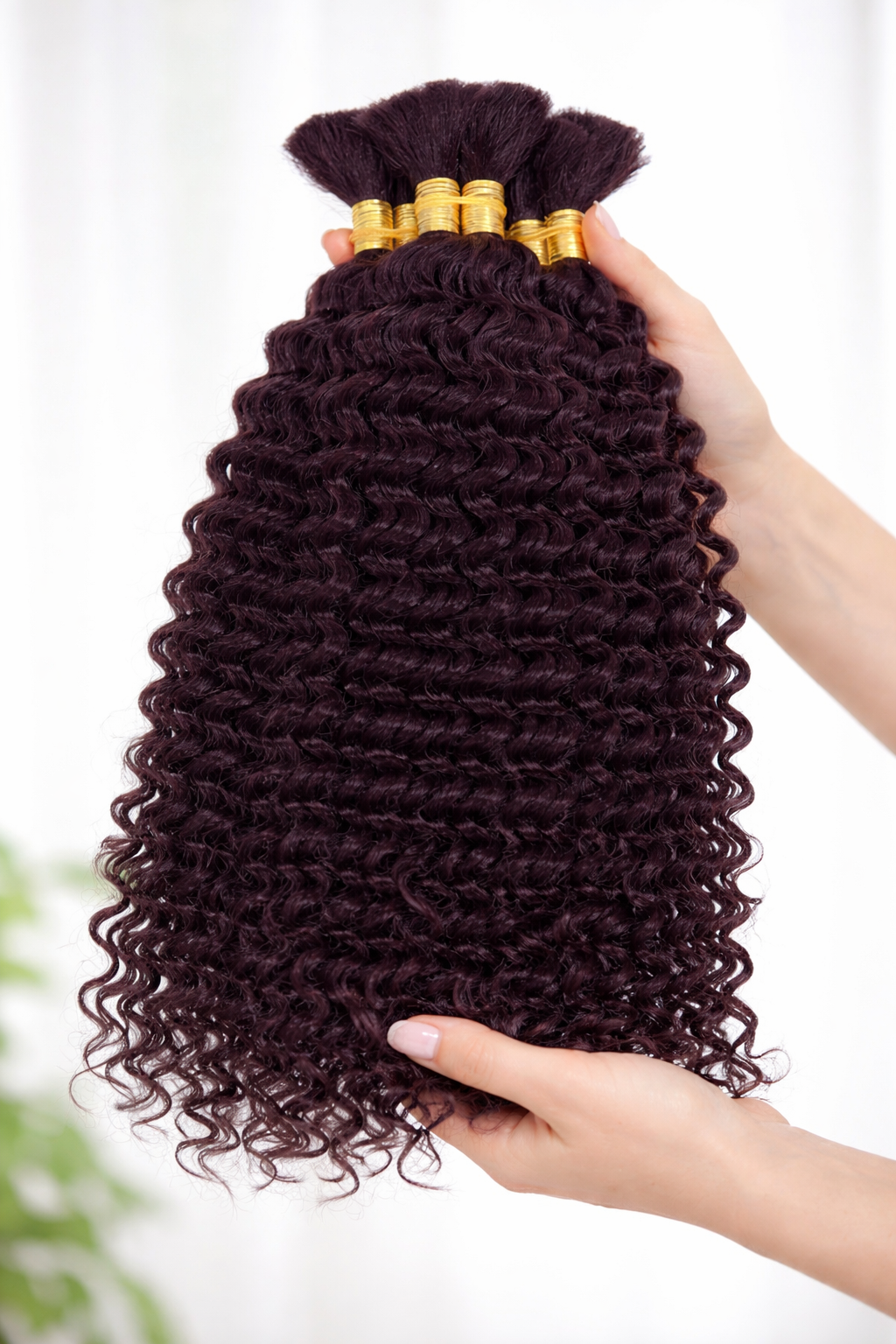 DEEP WAVE BULK HUMAN HAIR Dark Plum, BULK HAIR EXTENSIONS, REAL HUMAN HAIR