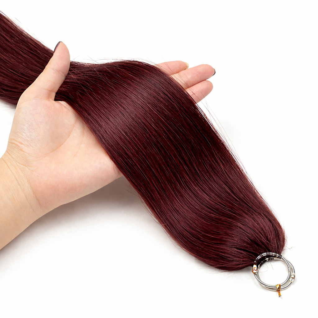 FEATHER CROCHET HAIR DARK RED BROWN, HAIR EXTENSIONS, FEATHER CROCHET, REAL HUMAN HAIR