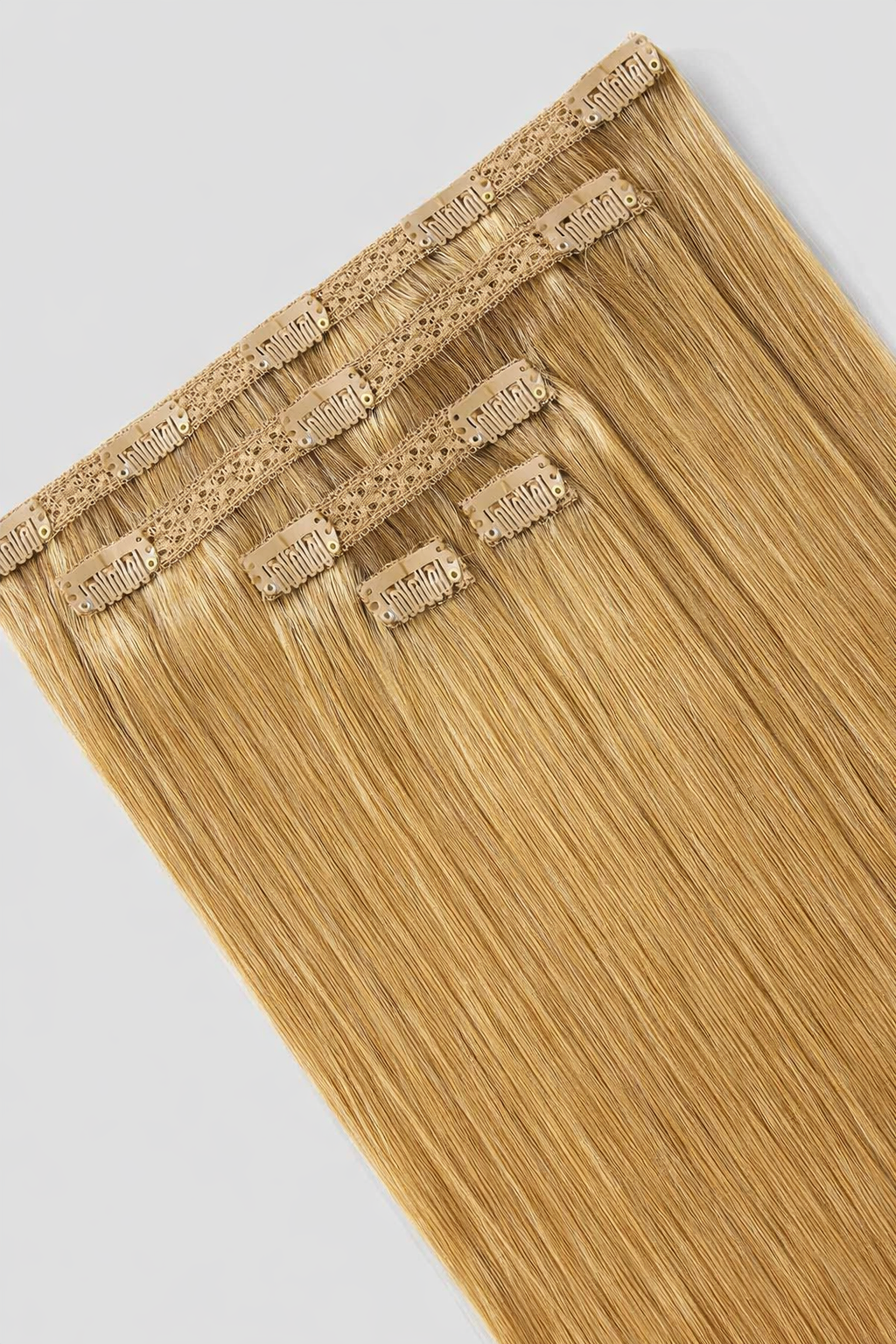 CLIP IN HAIR EXTENSIONS Dirty Blonde, Straight, Natural Look, 100% Human Hair, Easy Clip In, Comfortable Fit, Versatile Styling, Long Lasting Quality. CLIHAIR35