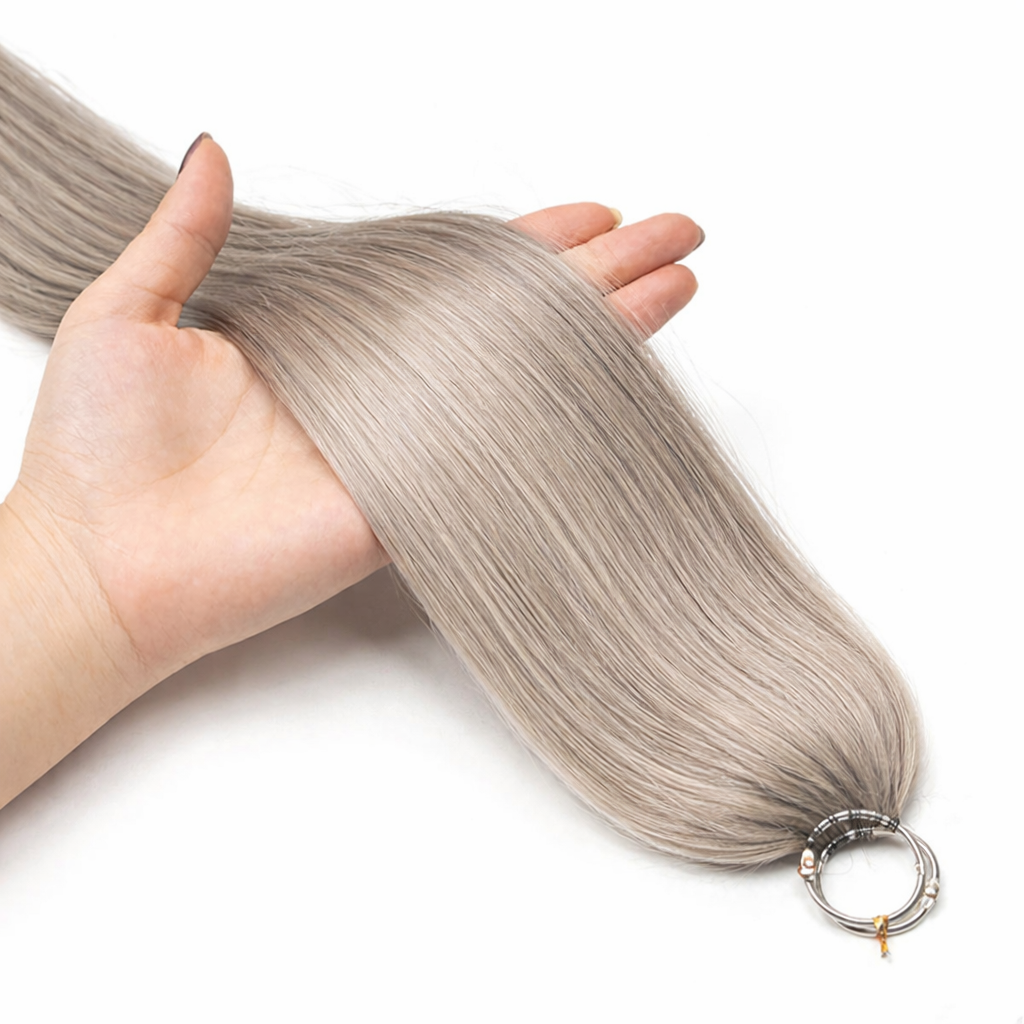 FEATHER CROCHET HAIR GREY BLONDE, HAIR EXTENSIONS, FEATHER CROCHET, REAL HUMAN HAIR