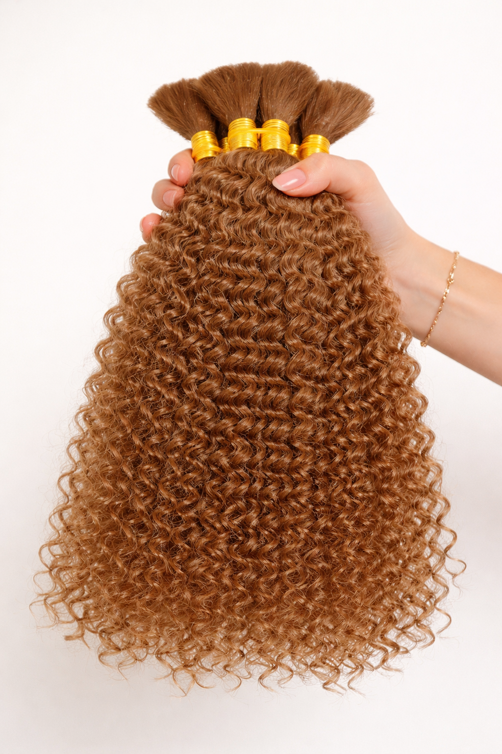 DEEP WAVE BULK HUMAN HAIR Light Brown, BULK HAIR EXTENSIONS, REAL HUMAN HAIR
