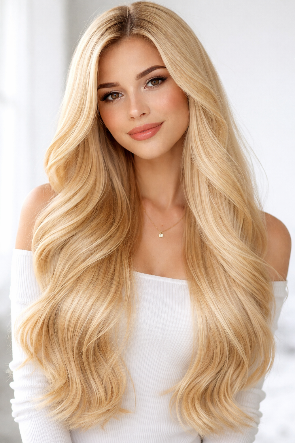 CLIP IN HAIR EXTENSIONS Natural Blonde, Straight, Natural Look, 100% Human Hair, Easy Clip In, Comfortable Fit, Versatile Styling, Long Lasting Quality. CLIHAIR39