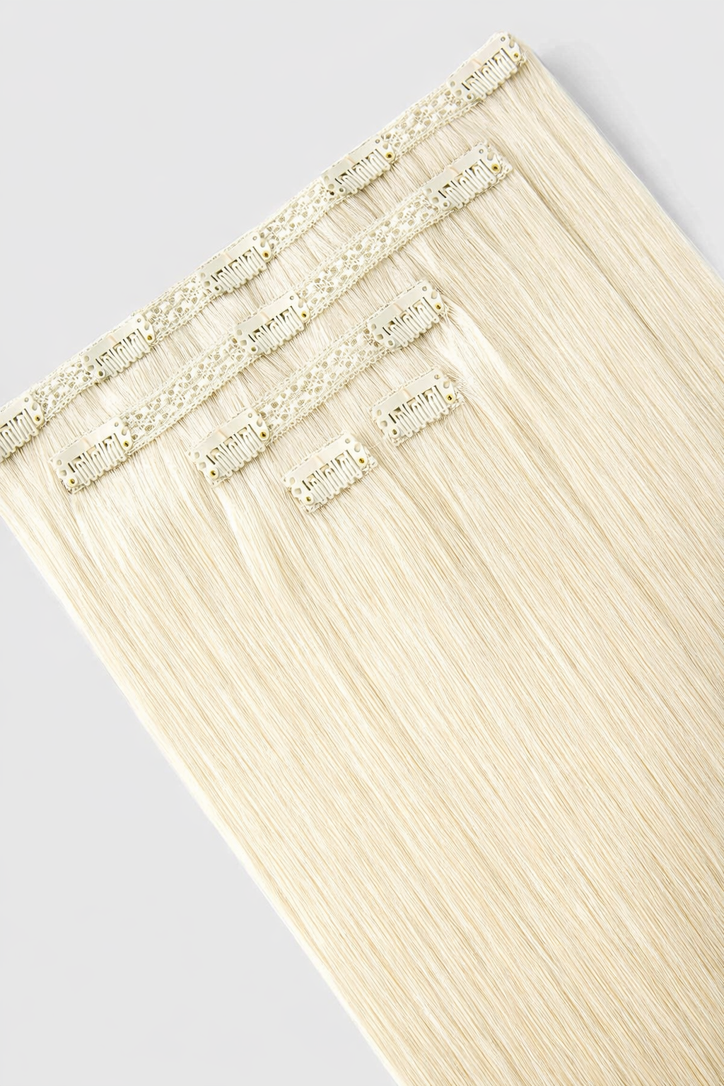 CLIP IN HAIR EXTENSIONS Platinum Blonde, Straight, Natural Look, 100% Human Hair, Easy Clip In, Comfortable Fit, Versatile Styling, Long Lasting Quality. CLIHAIR28