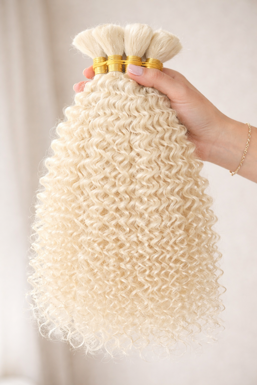 DEEP WAVE BULK HUMAN HAIR Platinum Blonde, BULK HAIR EXTENSIONS, REAL HUMAN HAIR