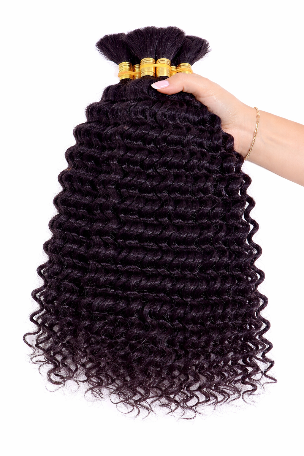 DEEP WAVE BULK HUMAN HAIR Purple Black, BULK HAIR EXTENSIONS, REAL HUMAN HAIR