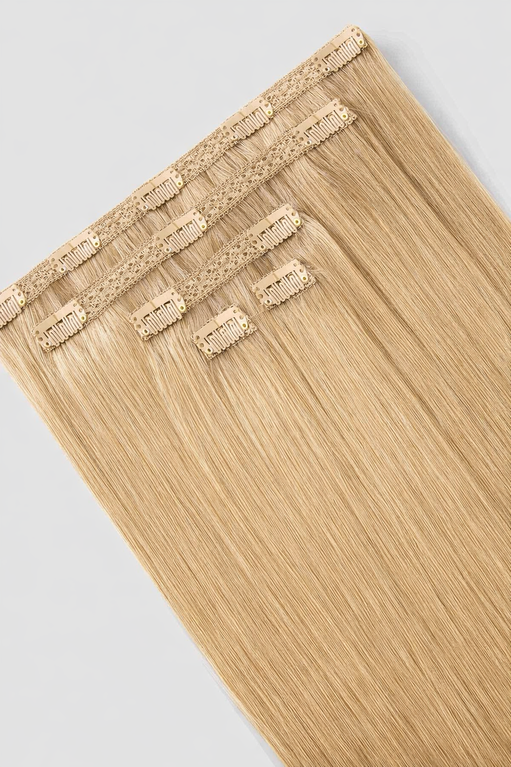CLIP IN HAIR EXTENSIONS Sand Blonde, Straight, Natural Look, 100% Human Hair, Easy Clip In, Comfortable Fit, Versatile Styling, Long Lasting Quality. CLIHAIR36