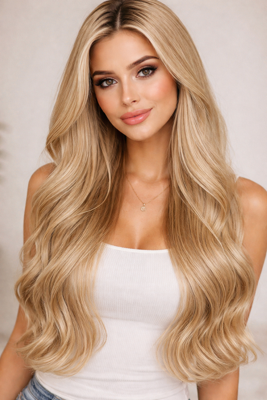 CLIP IN HAIR EXTENSIONS Sand Blonde, Straight, Natural Look, 100% Human Hair, Easy Clip In, Comfortable Fit, Versatile Styling, Long Lasting Quality. CLIHAIR36