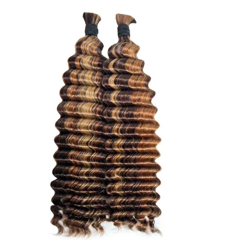 DEEP WAVE BULK  #4A/27/30, BULK HAIR EXTENSIONS, REAL HUMAN HAIR