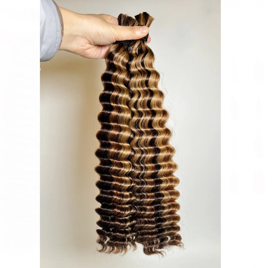 DEEP WAVE BULK  #4A/27/30, BULK HAIR EXTENSIONS, REAL HUMAN HAIR