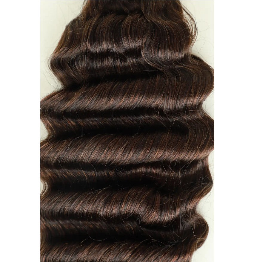 DEEP WAVE BULK #4 Deep Wave Dark Brown, BULK HAIR EXTENSIONS, REAL HUMAN HAIR