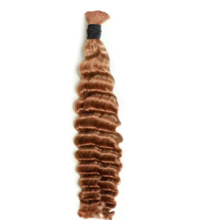 DEEP WAVE BULK 30# Auburn Brown, BULK HAIR EXTENSIONS, REAL HUMAN HAIR