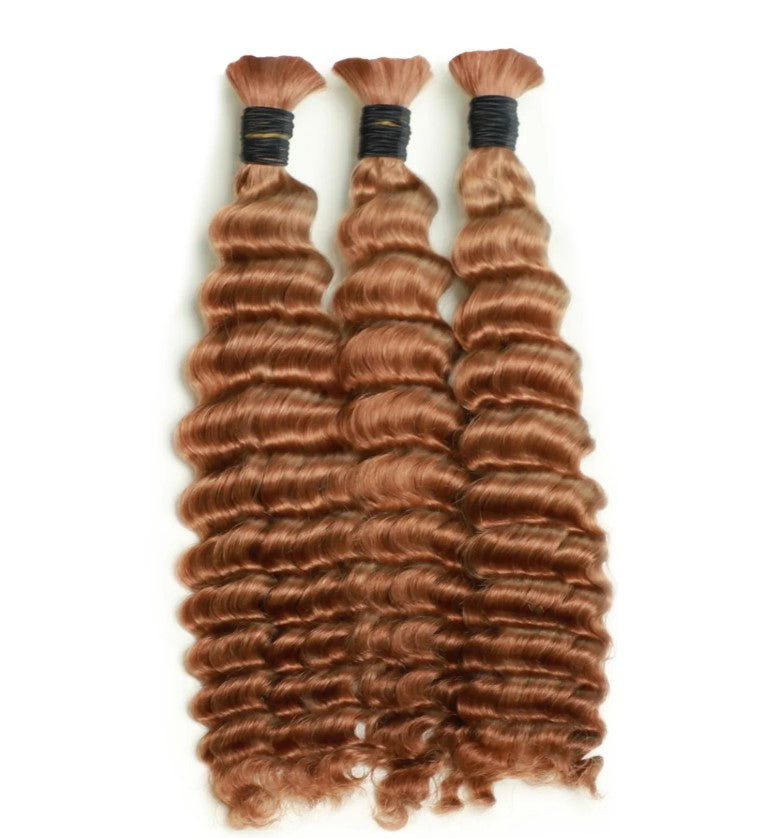 DEEP WAVE BULK 30# Auburn Brown, BULK HAIR EXTENSIONS, REAL HUMAN HAIR