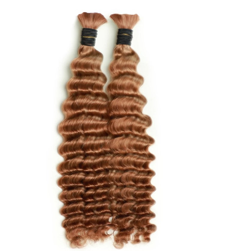 DEEP WAVE BULK 30# Auburn Brown, BULK HAIR EXTENSIONS, REAL HUMAN HAIR