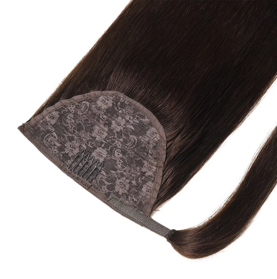 BODY WAVE PONYTAIL WIG 100% REAL HAIR #2 Dark Brown, NATURAL COLOR PONYTAIL, PNHAIR02