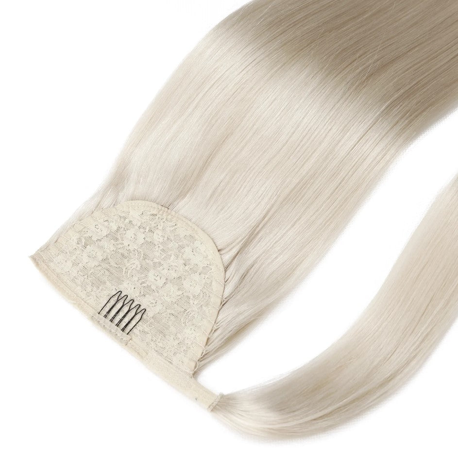 BODY WAVE PONYTAIL WIG 100% REAL HAIR  #60a Silver White Blonde, NATURAL COLOR PONYTAIL, PNHAIR07