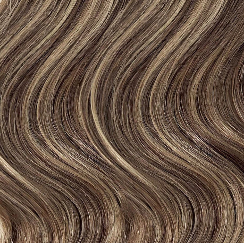 BODY WAVE PONYTAIL WIG 100% REAL HAIR  #8/22 Cinnamon Brown & Sandy Blonde Highlights, NATURAL COLOR PONYTAIL, PNHAIR11