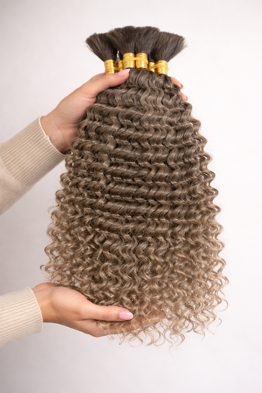 DEEP WAVE BULK HUMAN HAIR Smoky Blonde, BULK HAIR EXTENSIONS, REAL HUMAN HAIR (Copy)