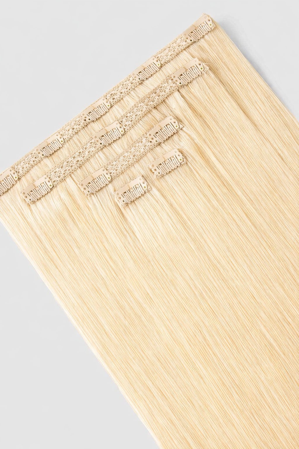 CLIP IN HAIR EXTENSIONS Vanilla Blonde, Straight, Natural Look, 100% Human Hair, Easy Clip In, Comfortable Fit, Versatile Styling, Long Lasting Quality. CLIHAIR33