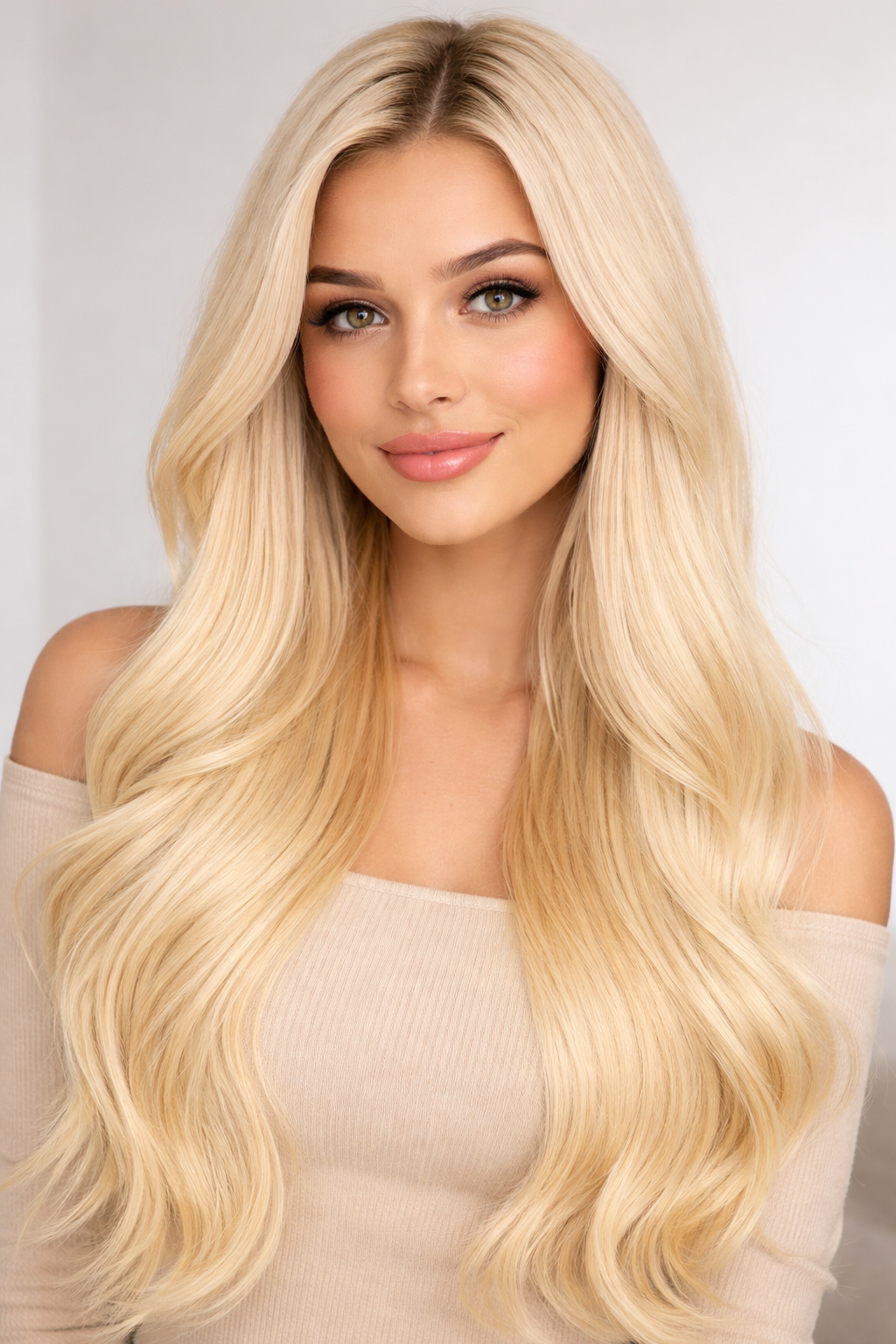CLIP IN HAIR EXTENSIONS Vanilla Blonde, Straight, Natural Look, 100% Human Hair, Easy Clip In, Comfortable Fit, Versatile Styling, Long Lasting Quality. CLIHAIR33