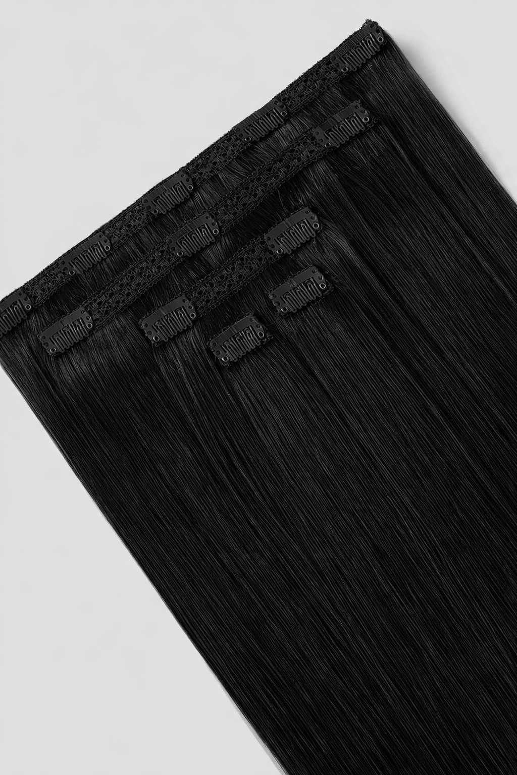 CLIP IN HAIR EXTENSIONS Natural Black, Straight, Natural Look, 100% Human Hair, Easy Clip In, Comfortable Fit, Versatile Styling, Long Lasting Quality. CLIHAIR12