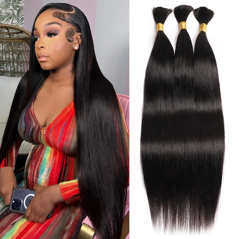 STRAIGHT BULK HAIR EXTENSIONS, NATURAL BLACK #1B HUMAN HAIR, BULK HAIR EXTENSIONS