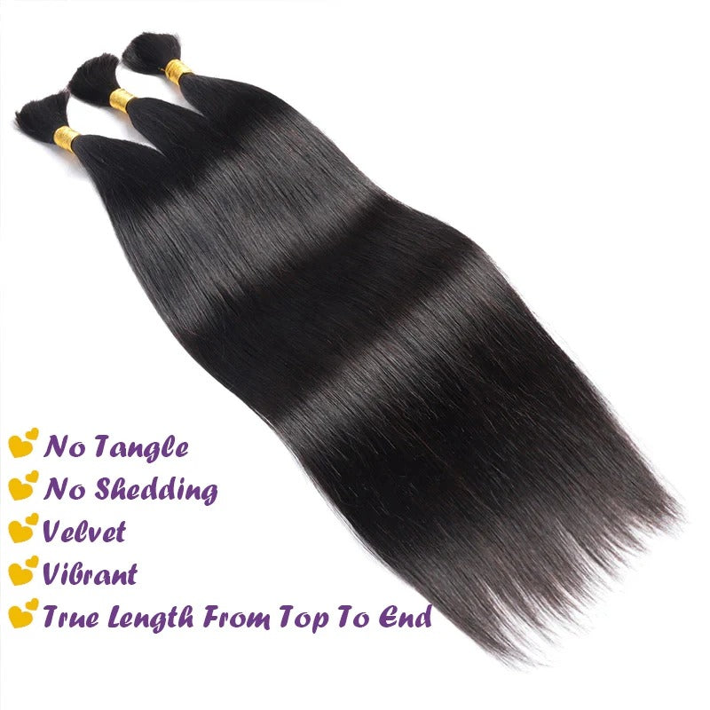 STRAIGHT BULK HAIR EXTENSIONS, NATURAL BLACK #1B HUMAN HAIR, BULK HAIR EXTENSIONS
