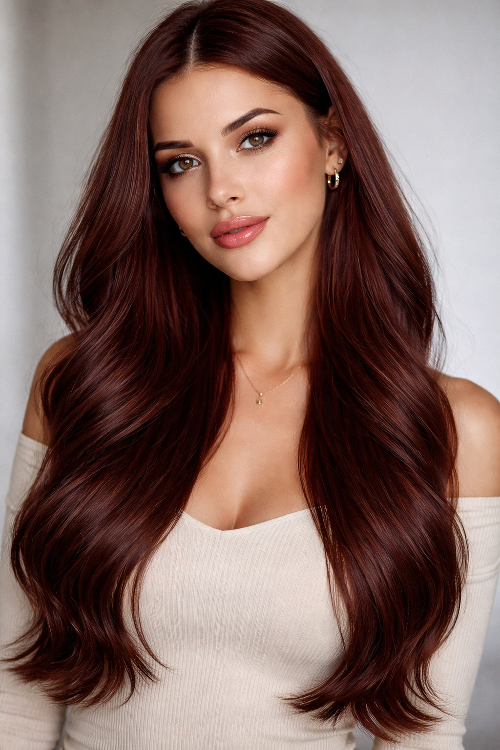 CLIP IN HAIR EXTENSIONS Dark Red Brown, Straight, Natural Look, 100% Human Hair, Easy Clip In, Comfortable Fit, Versatile Styling, Long Lasting Quality. CLIHAIR26