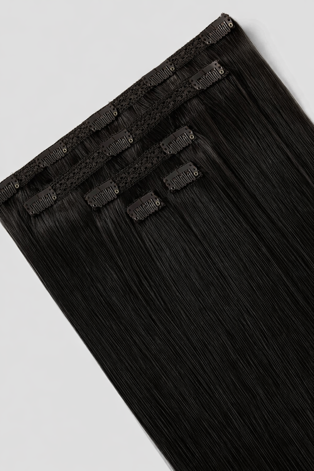 CLIP IN HAIR EXTENSIONS Dark Brown, Straight, Natural Look, 100% Human Hair, Easy Clip In, Comfortable Fit, Versatile Styling, Long Lasting Quality. CLIHAIR16