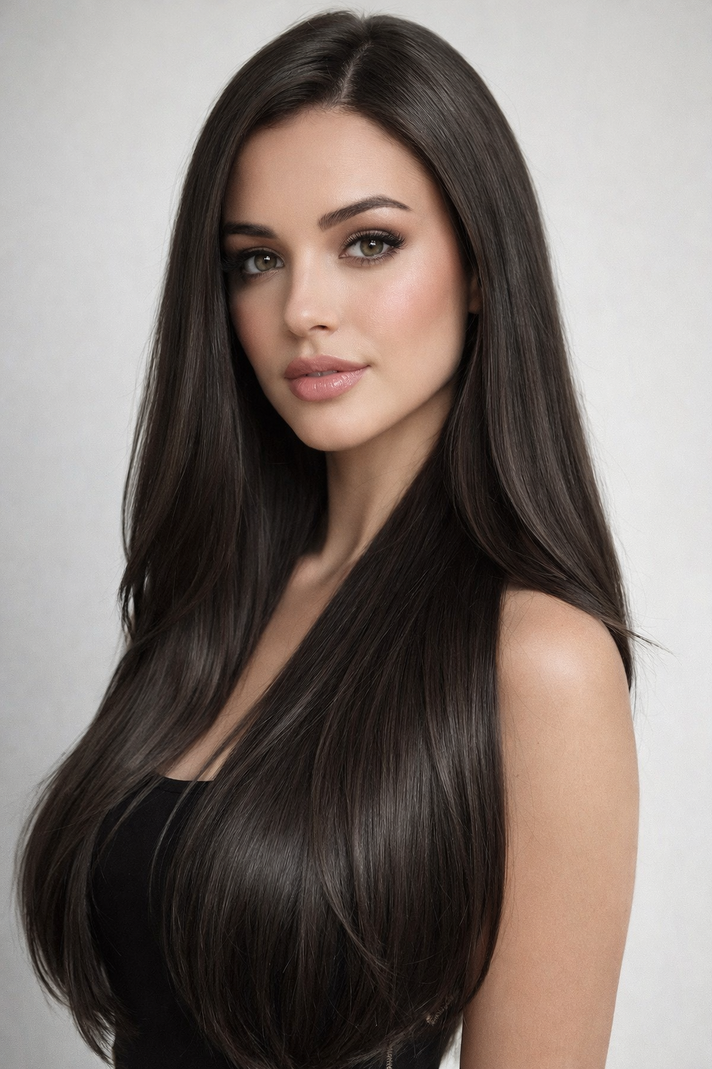 CLIP IN HAIR EXTENSIONS Dark Smoky Brown, Straight, Natural Look, 100% Human Hair, Easy Clip In, Comfortable Fit, Versatile Styling, Long Lasting Quality. CLIHAIR22