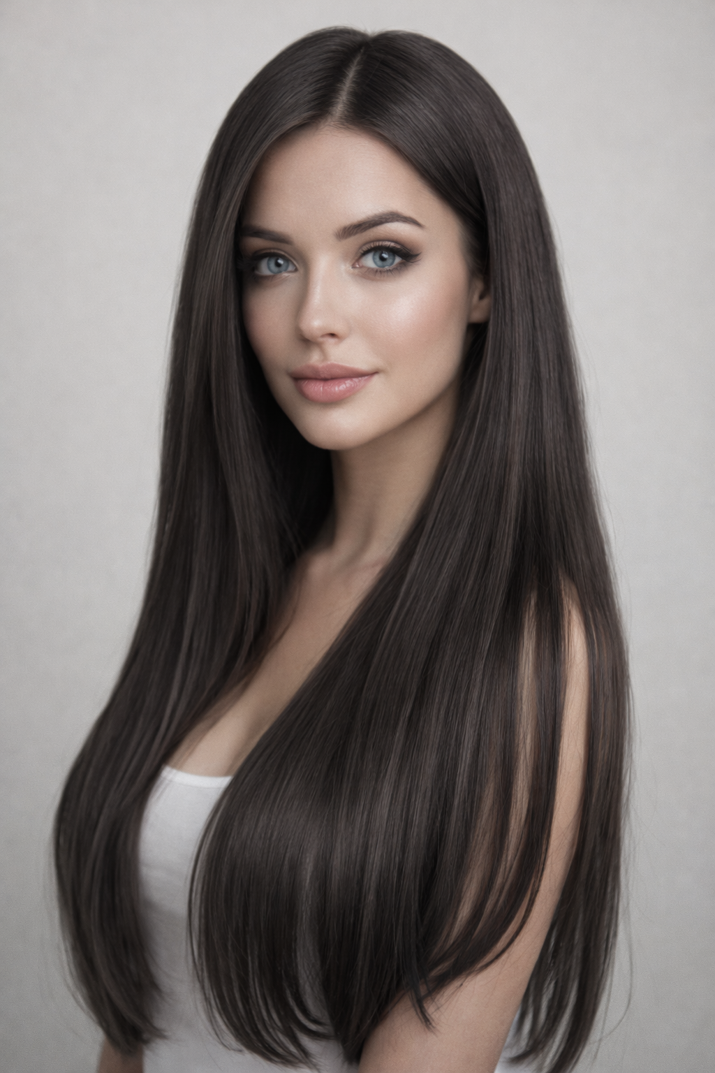 CLIP IN HAIR EXTENSIONS Dark Ash Brown, Straight, Natural Look, 100% Human Hair, Easy Clip In, Comfortable Fit, Versatile Styling, Long Lasting Quality. CLIHAIR23