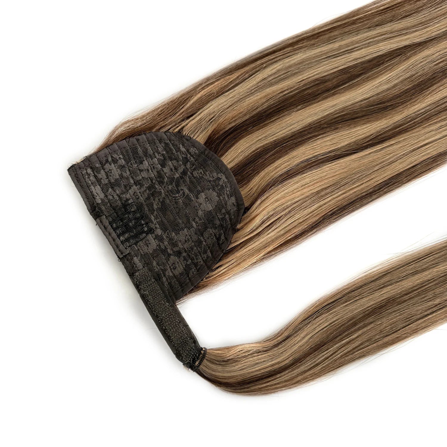 BODY WAVE PONYTAIL WIG 100% REAL HAIR #4/27 Chestnut & Bronzed Blonde Mix, PNHAIR24