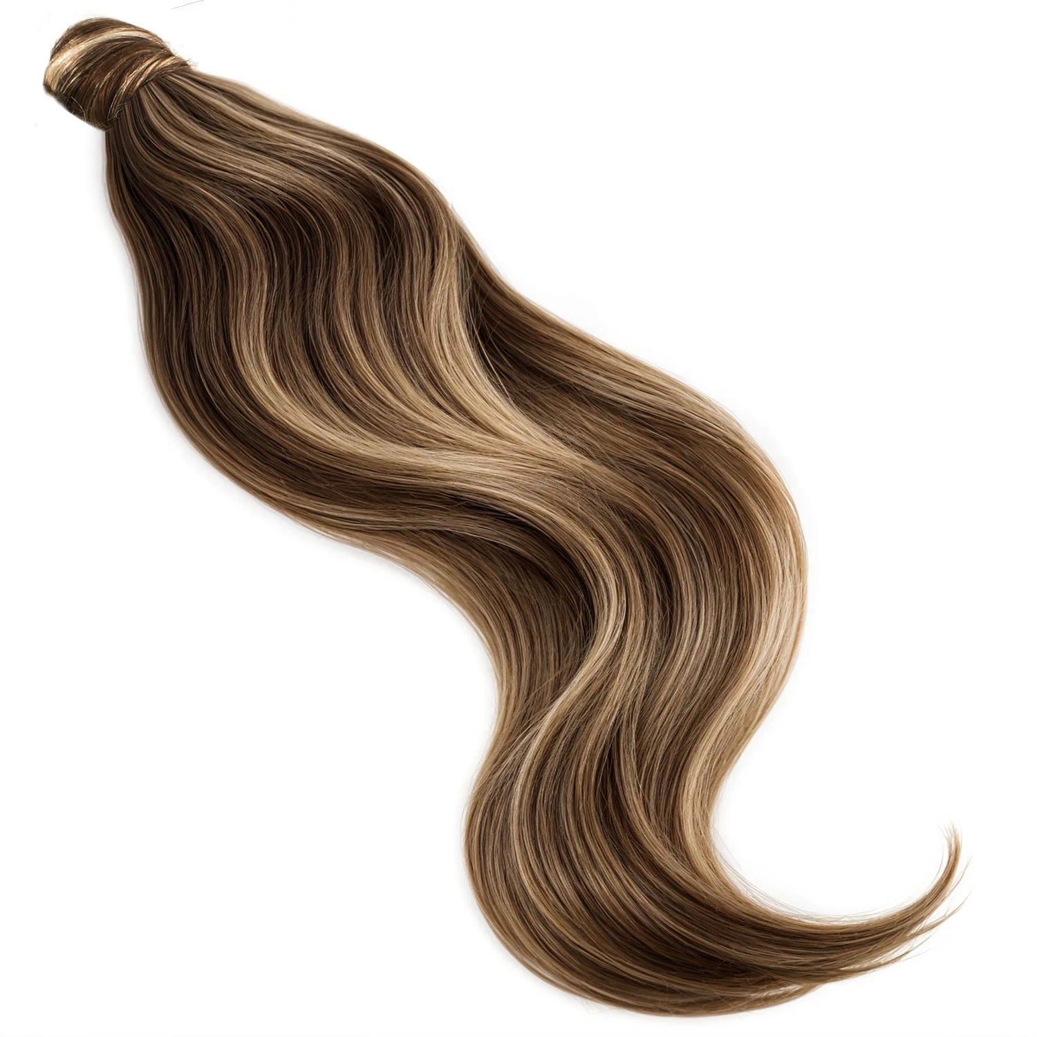 BODY WAVE PONYTAIL WIG 100% REAL HAIR #4/27 Chestnut & Bronzed Blonde Mix, PNHAIR24