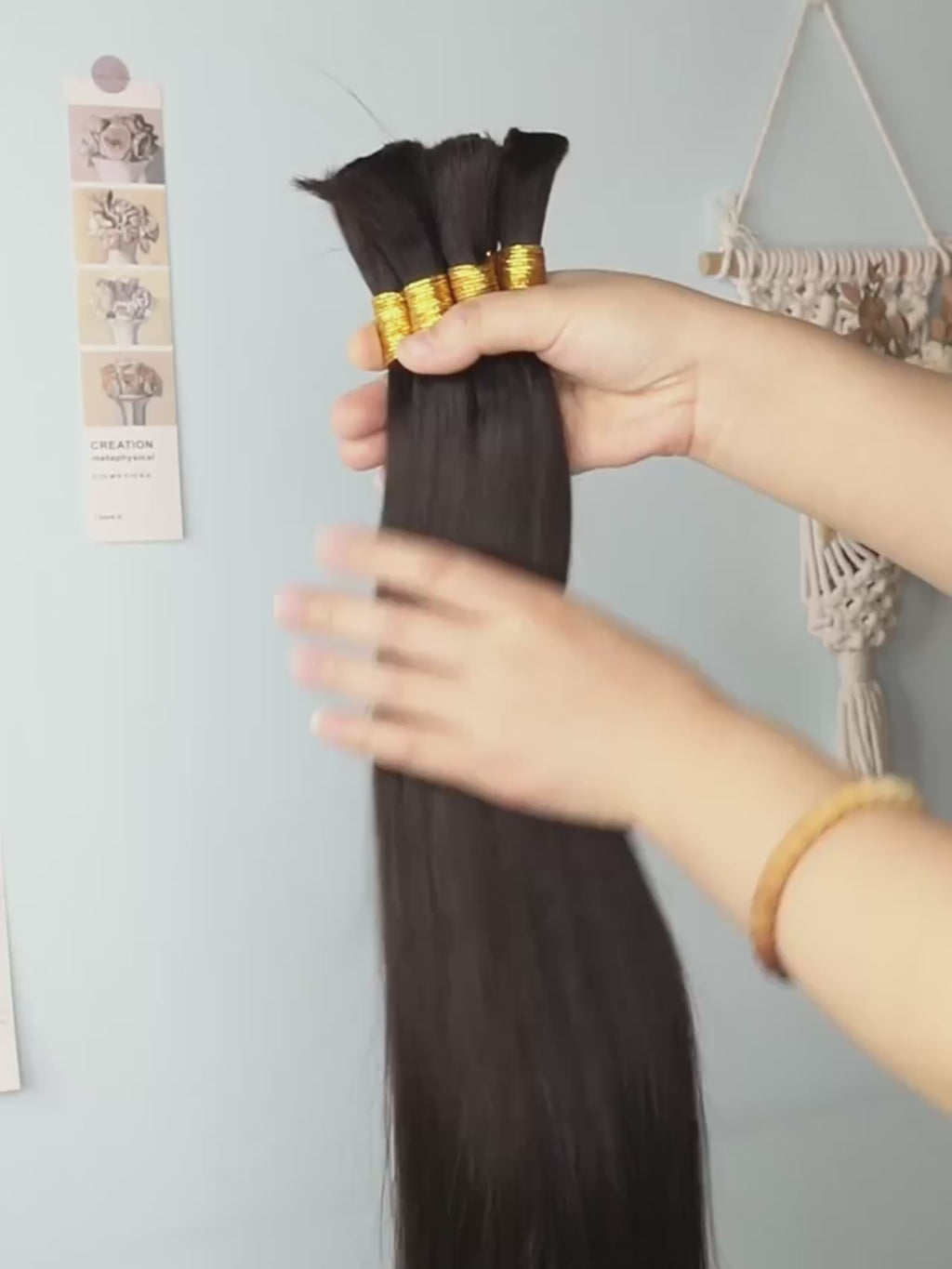 STRAIGHT BULK HAIR EXTENSIONS, NATURAL BLACK #1B HUMAN HAIR, BULK HAIR EXTENSIONS