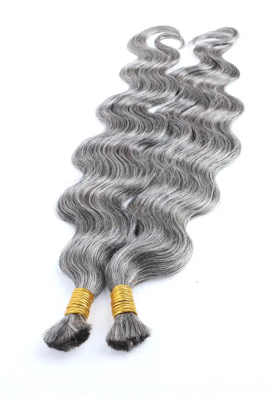 Deep Wave Salt and Pepper Bulk Hair 85% Grey, BULK HAIR EXTENSIONS, REAL HUMAN HAIR
