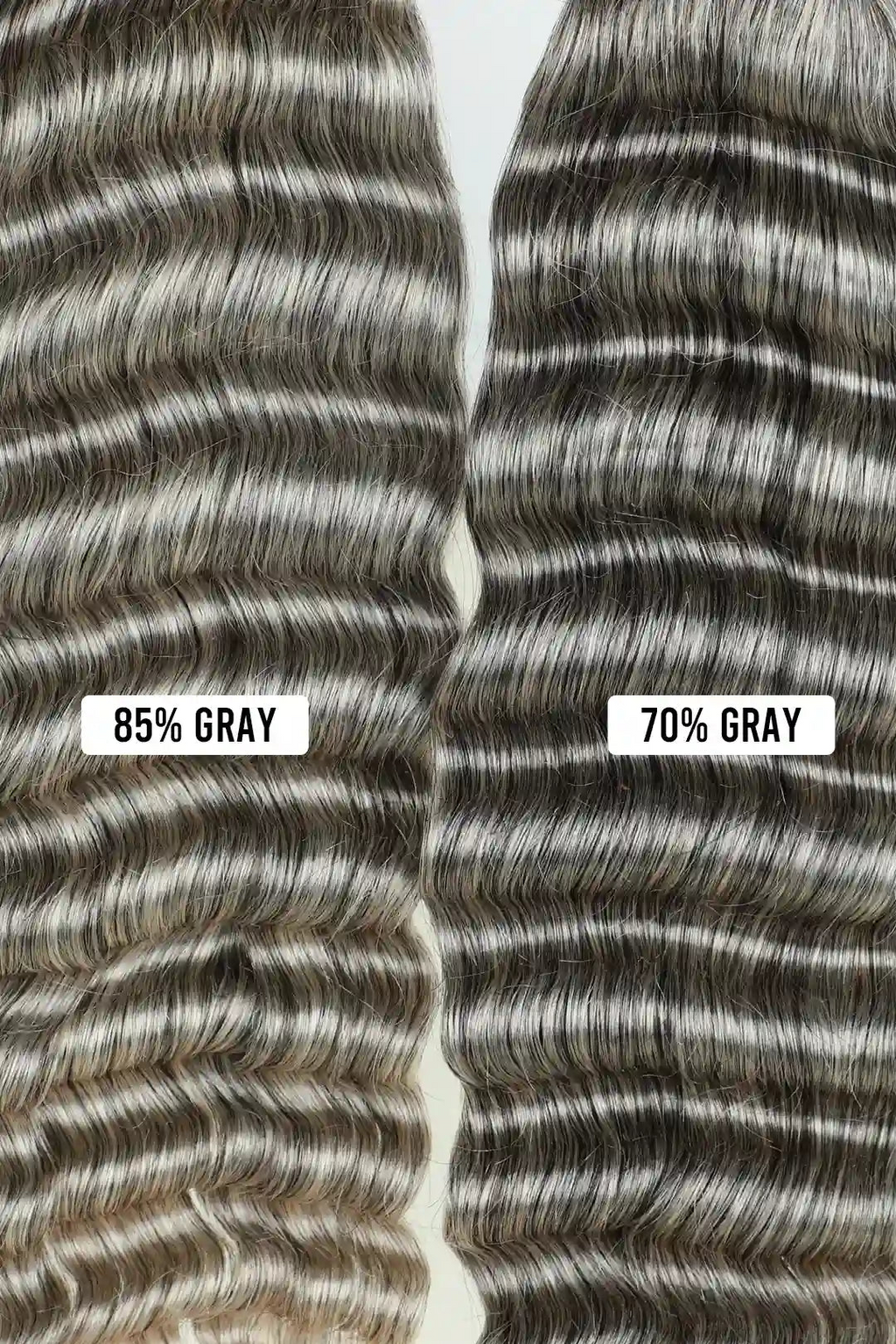 Deep Wave Salt and Pepper Bulk Hair 70% Grey , BULK HAIR EXTENSIONS, REAL HUMAN HAIR