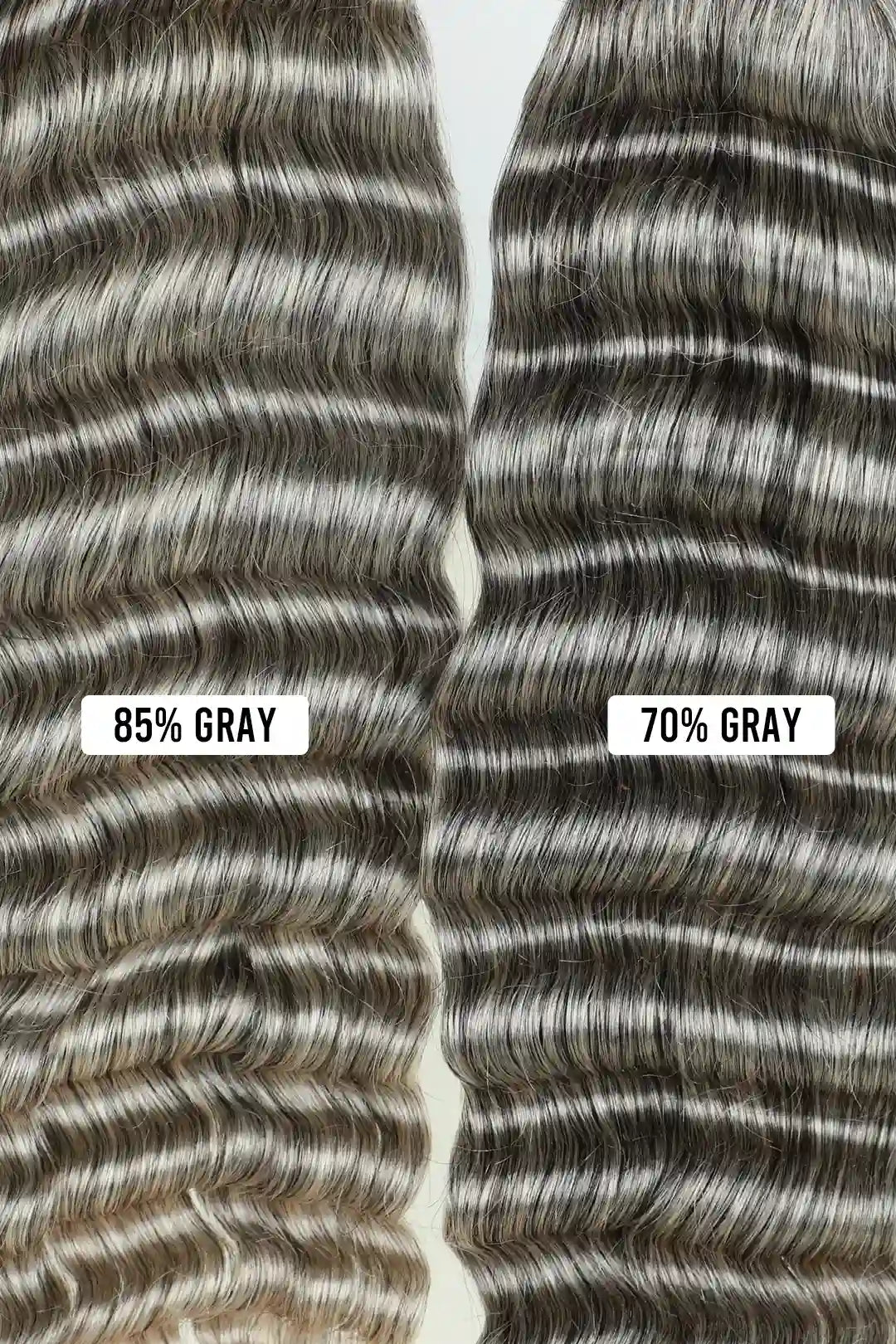 Deep Wave Salt and Pepper Bulk Hair 70% Grey , BULK HAIR EXTENSIONS, REAL HUMAN HAIR