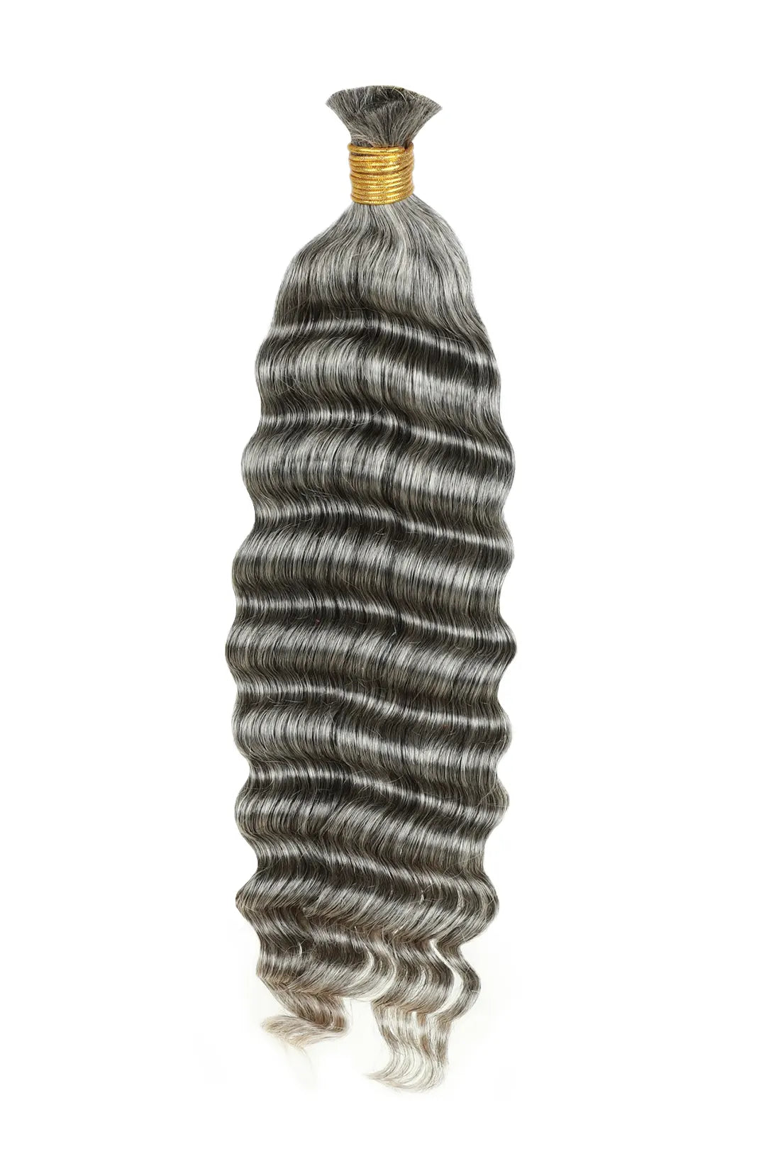 Deep Wave Salt and Pepper Bulk Hair 70% Grey , BULK HAIR EXTENSIONS, REAL HUMAN HAIR