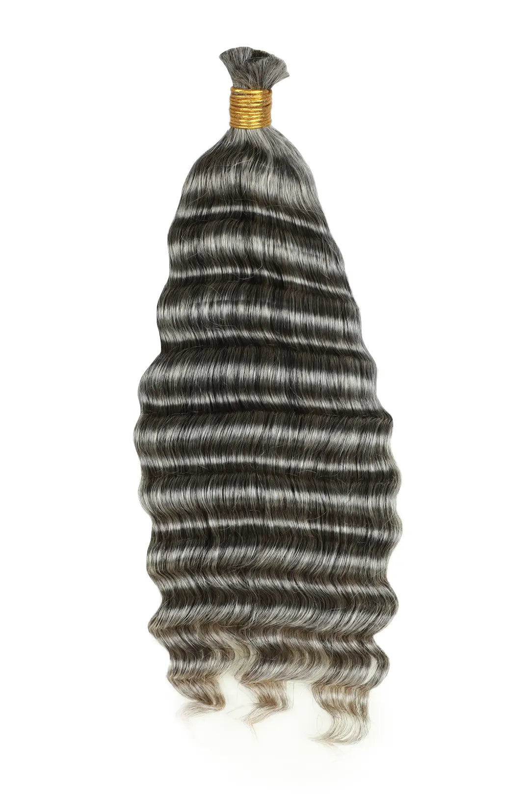 Deep Wave Salt and Pepper Bulk Hair 70% Grey , BULK HAIR EXTENSIONS, REAL HUMAN HAIR