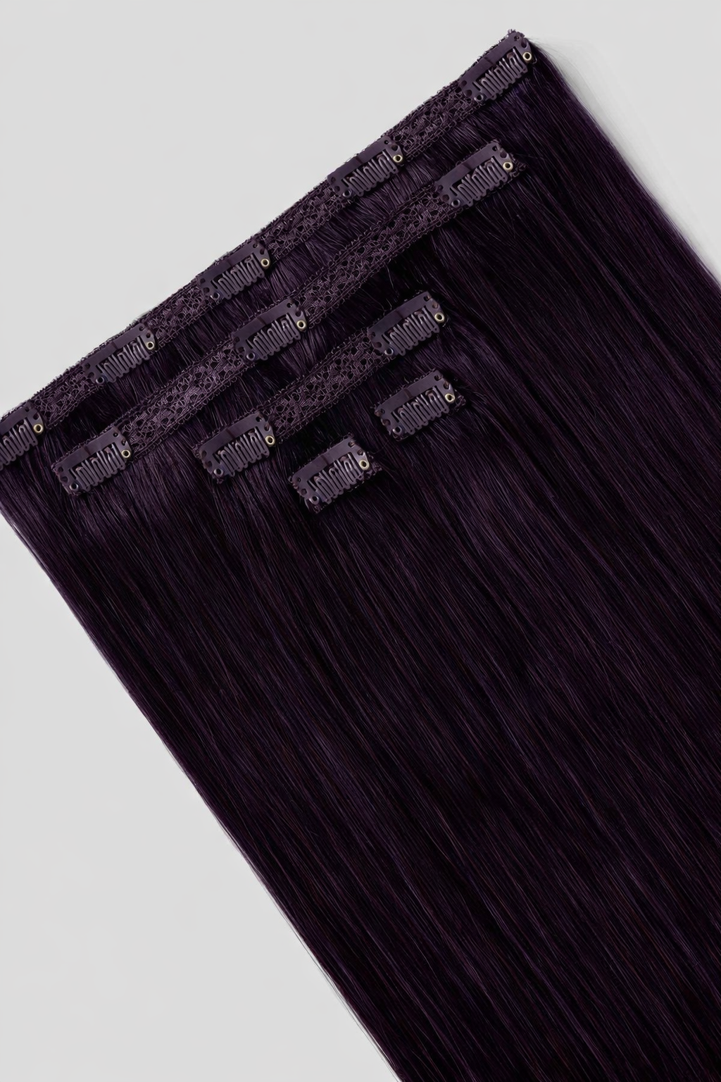 CLIP IN HAIR EXTENSIONS Purple Black, Straight, Natural Look, 100% Human Hair, Easy Clip In, Comfortable Fit, Versatile Styling, Long Lasting Quality.. CLIHAIR15